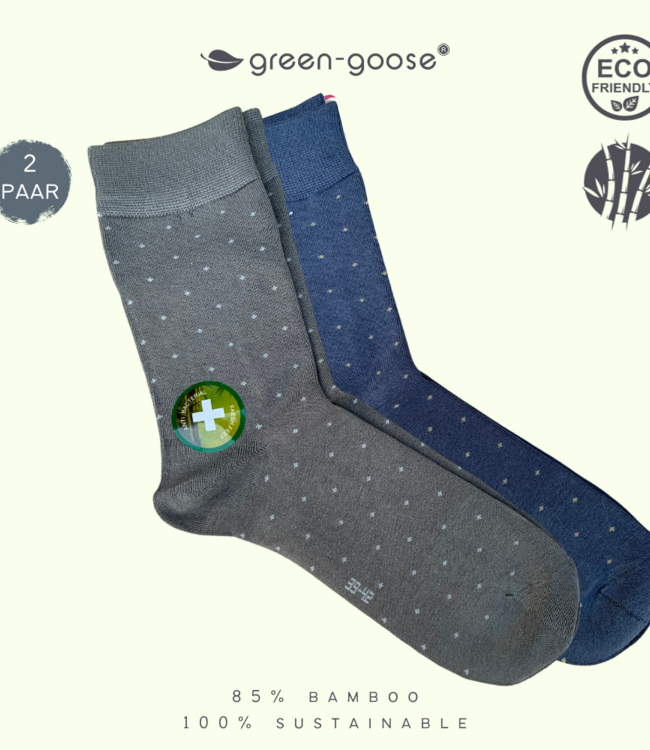 green-goose Bamboe Herensokken - 2 Paar - Stippen - 85% Bamboe