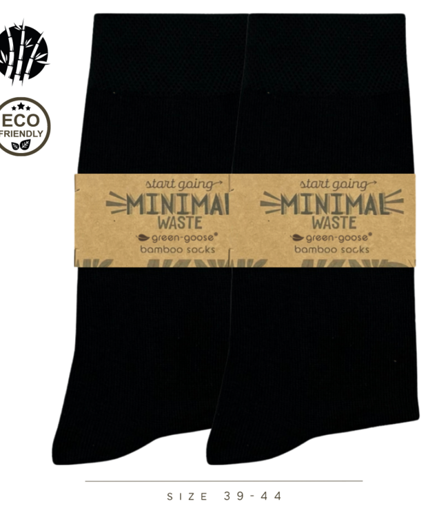 green-goose Bamboe Herensokken - 2 Paar - Zwart - Maat 39-44 - 85% Bamboe