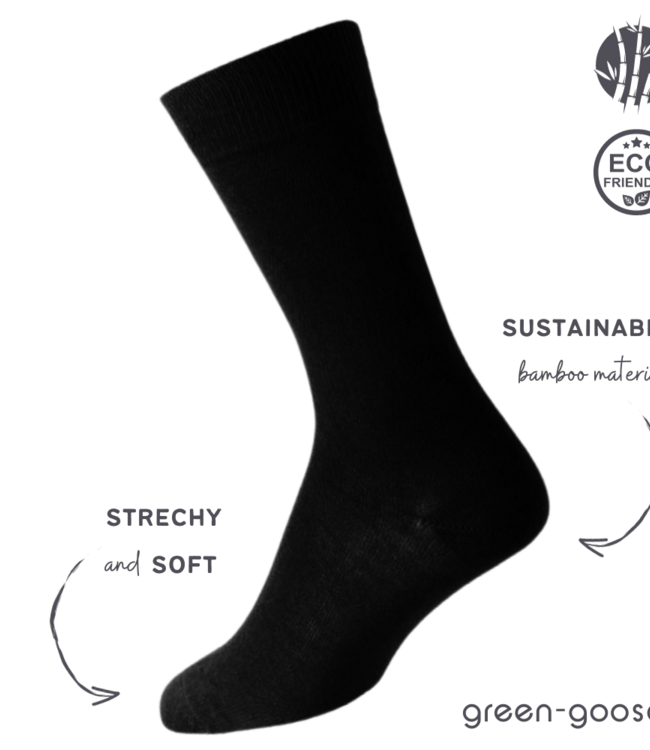 green-goose Bamboe Herensokken - 2 Paar - Zwart - Maat 39-44 - 85% Bamboe