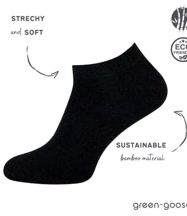 green-goose Bamboe Enkelsokken Heren - 5 Paar - Zwart - 95% Bamboe