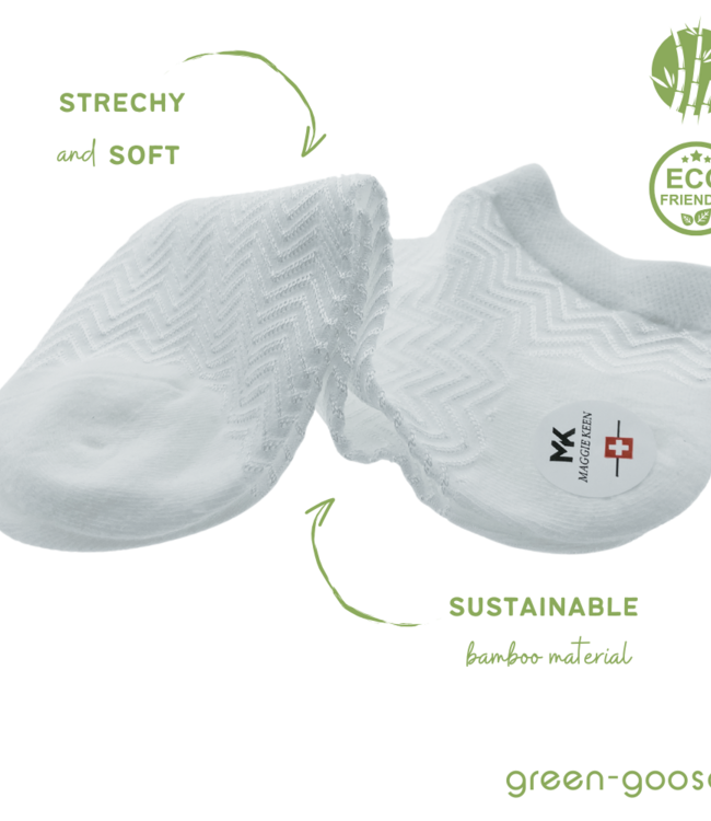 green-goose Bamboe Enkelsokken Heren - Wit en Zilver - 4 Paar - 95%