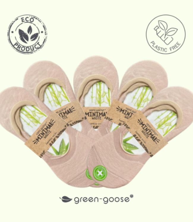 green-goose Bamboe Dames Footies - 10 paar - 85% Bamboe - Creme - Maat 35-39