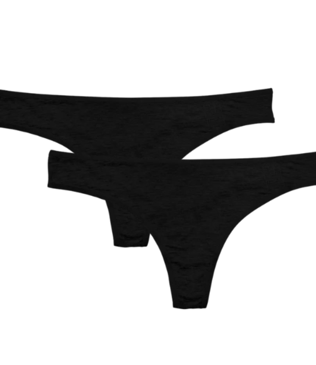 green-goose Bamboe Dames Strings - 2 Stuks - Zwart - 95% Bamboe