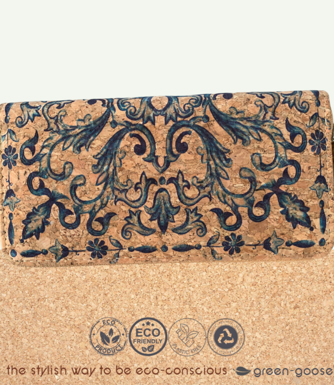 green-goose Kurk Dames Portemonnee - Delfts Blauw