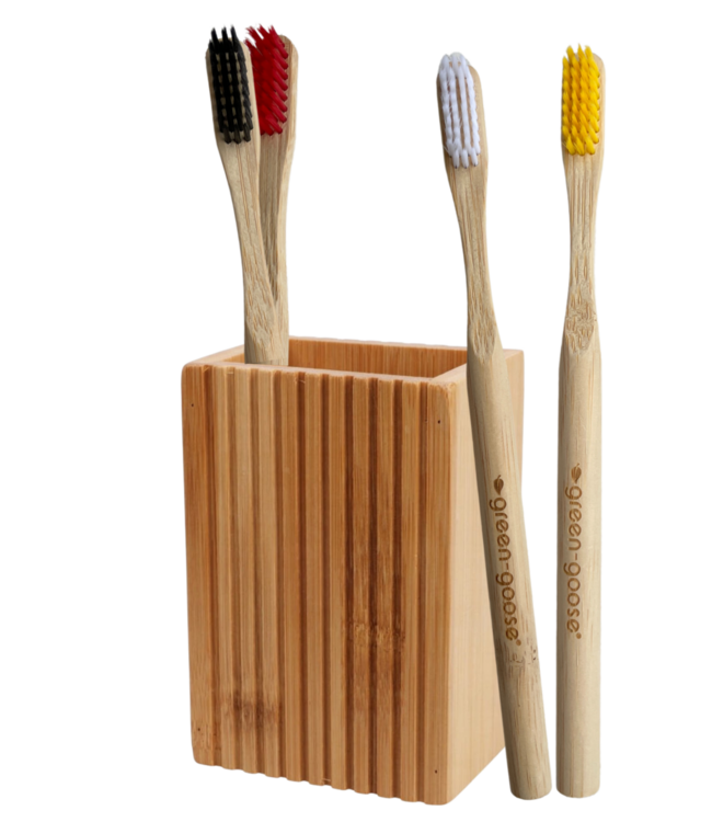 Bamboe Tandenborstelhouder met 4 Castor Tandenborstels
