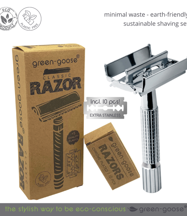 green-goose Klassieke Scheerset - Zilver Vlindersluiting