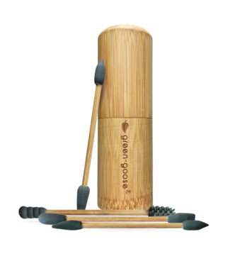 Green Goose Herbruikbare Wattenstaafjes (4 Stuks) in Bamboe Houder