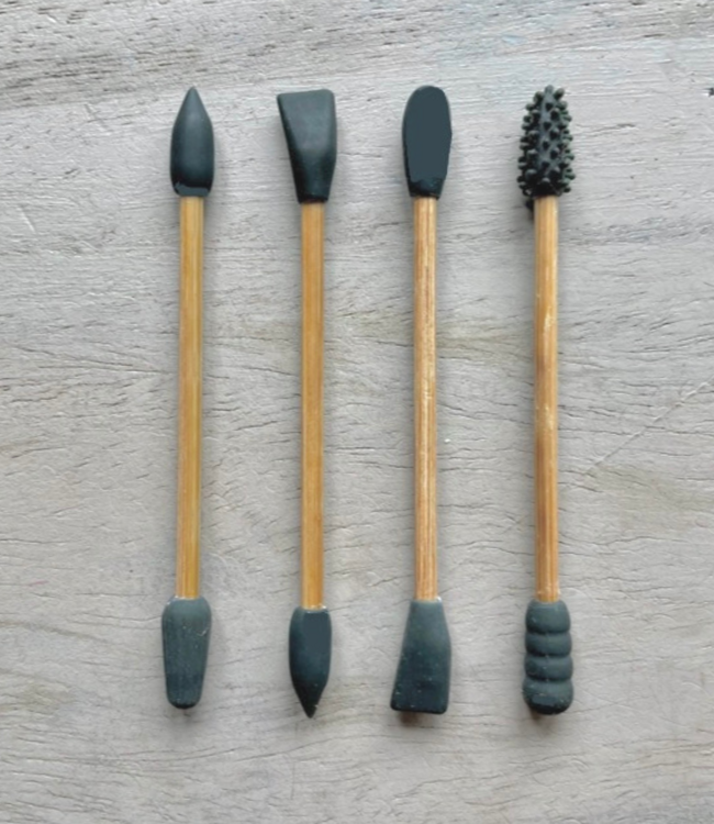 green-goose Herbruikbare Wattenstaafjes (4 Stuks) in Bamboe Houder