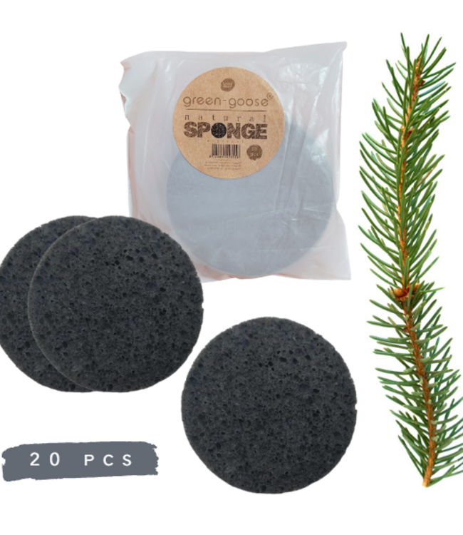 green-goose Bamboe Houtskool Cellulose Sponsjes - 20 Stuks