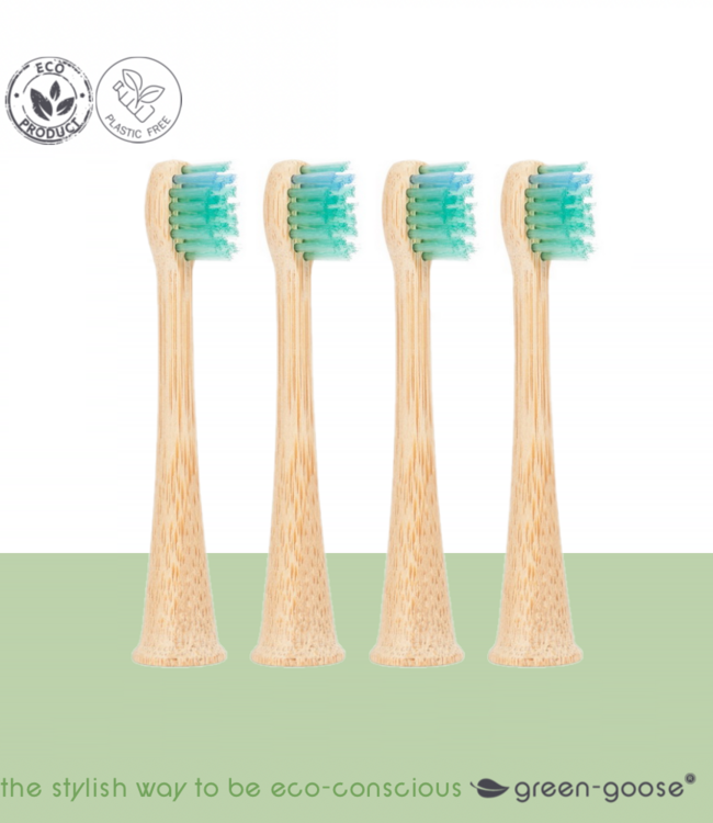 green-goose Sonicare Bamboe Opzetborstels Kinderen - 4 Stuks - Groen