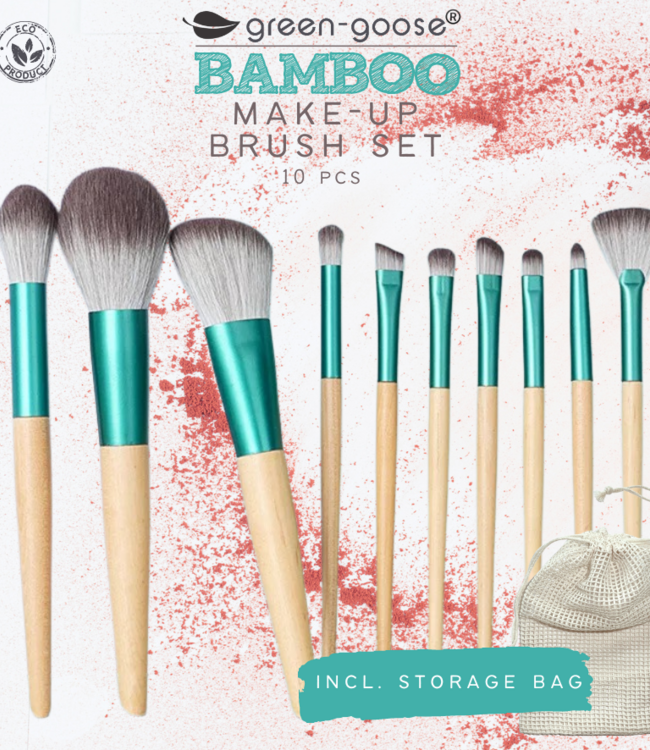 green-goose Make Up Borstel Set met Zak - 10 Stuks