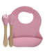 green-goose Siliconen Slabbetje en Bamboe Bestek - Roze
