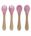 green-goose Siliconen Slabbetje en Bamboe Bestek - Roze