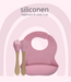 green-goose Siliconen Slabbetje en Bamboe Bestek - Roze
