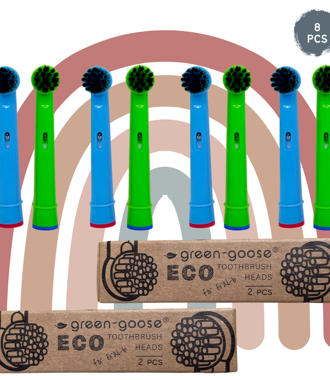 green-goose Oral B Houtskool Opzetborstels | 2x4 Stuks | Kids