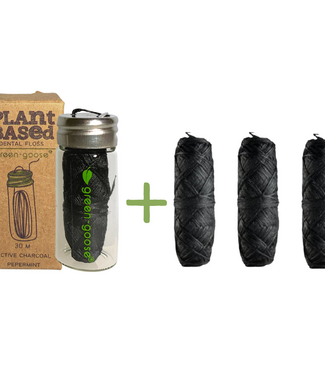 Green Goose Bio-based Flosdraad | Met 3 Navullingen | Charcoal Mint