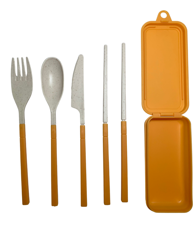 green-goose Bio-based Bestekset Opvouwbaar - Oranje - 4 Sets