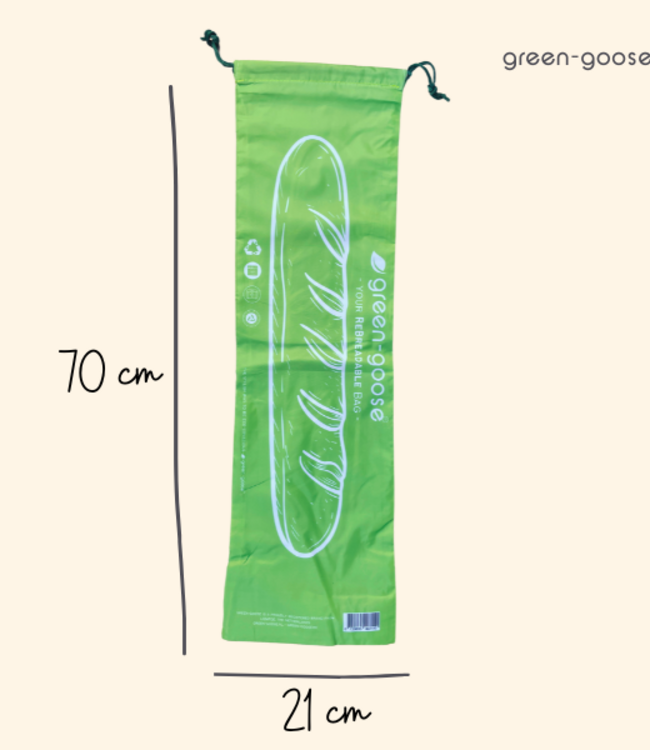 green-goose Herbruikbare rPet Stokbroodzak - 70x21cm