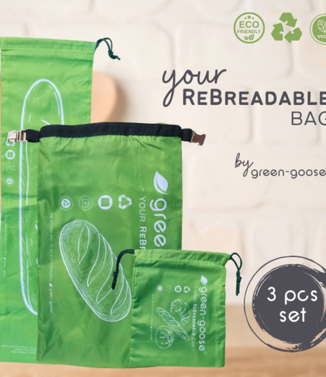 green-goose Herbruikbare rPet Broodzakkenset