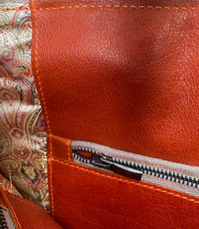 Gissy Kurk en Leer Handtas XL - Oranje