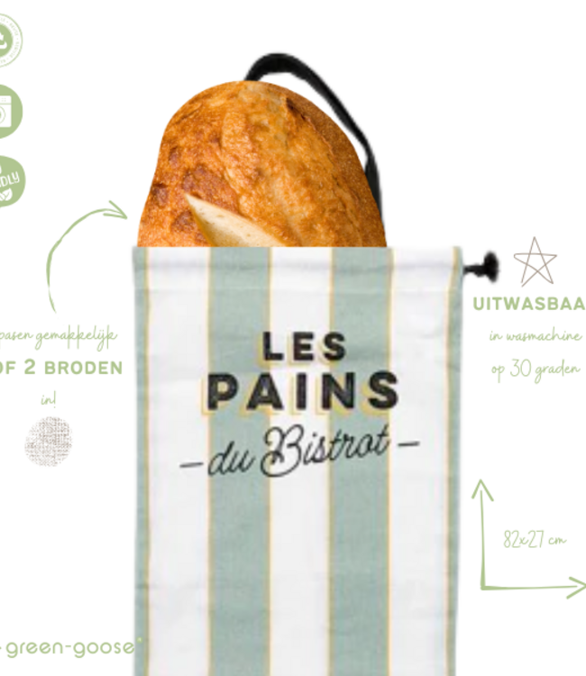 green-goose Katoenen Broodzak XXL - 27x82 cm - Creme