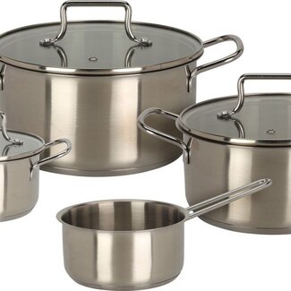 Excellent Houseware Pannenset RVS - 4 Kookpannen + 3 Deksels