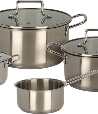 Excellent Houseware Pannenset RVS - 4 Kookpannen + 3 Deksels