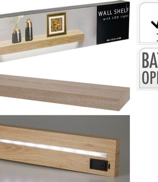 Wandplank met LED verlichting - Bruin