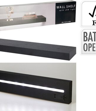 Wandplank met LED verlichting - Zwart