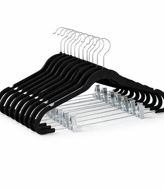 Ceruzo 20 x Kledinghangers met Knijpers - Zwart