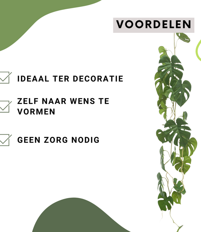 3st. Monstera Kunstslinger 120cm (Guirlande)