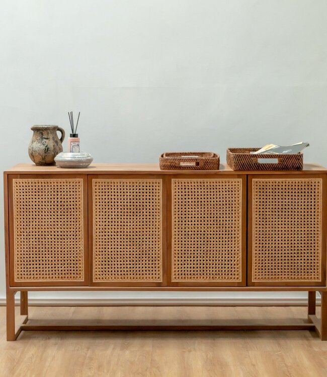 Rechthoekig rotan dienblad | Dienblad | Groot Decoratief Dienblad AMAHAI Bruin (3 maten)