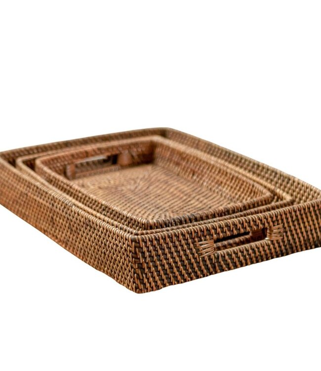 Rechthoekig rotan dienblad | Dienblad | Groot Decoratief Dienblad AMAHAI Bruin (3 maten)