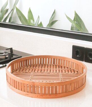 Soeji Decoratief Bamboe Dienblad Serveerblad Rond Ø 40 cm SENAYAN
