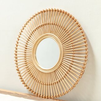 Soeji Ronde Rotan Spiegel 58 cm | Handgemaakte Boho Wandspiegel BUMI