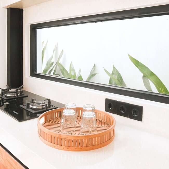 Decoratief Bamboe Dienblad Serveerblad Rond Ø 40 cm SENAYAN