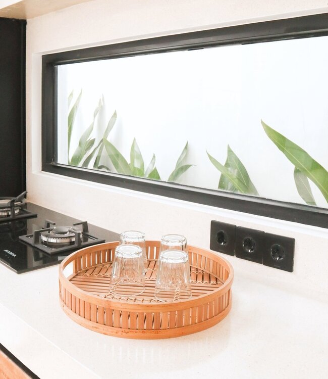 Decoratief Bamboe Dienblad Serveerblad Rond Ø 40 cm SENAYAN