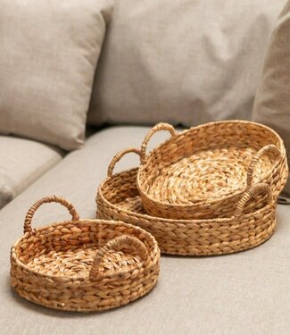 Decoratief dienblad MATAHARI gemaakt van waterhyacint (3 maten)