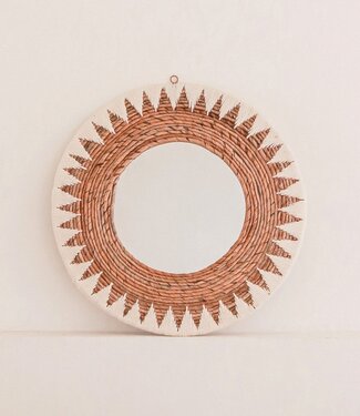 Soeji Ronde Boho Spiegel 60 cm | Handgemaakte geweven wandspiegel AWAN | Wanddecoratie met patroon gemaakt van katoenen koorden