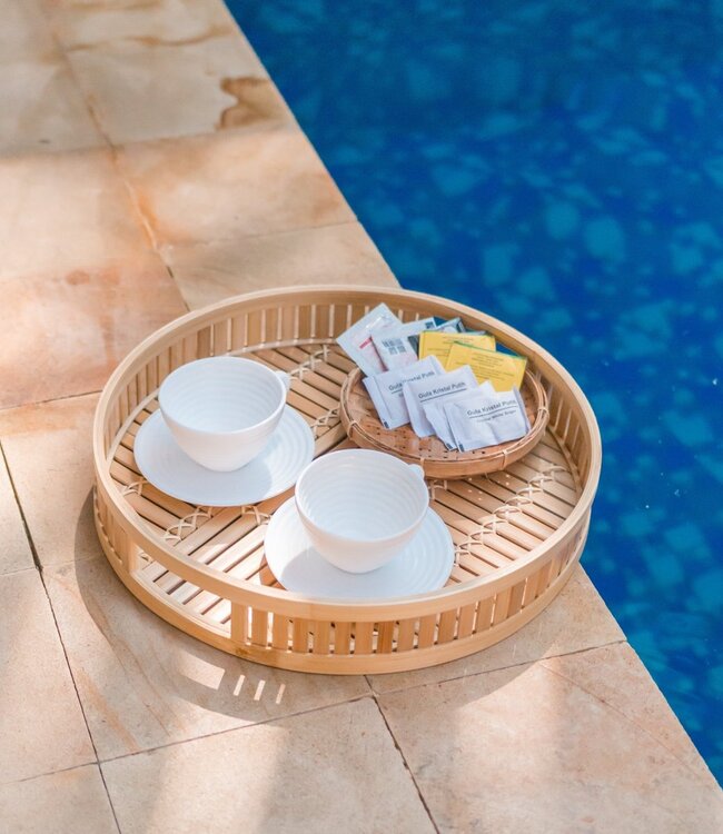 Decoratief Bamboe Dienblad Serveerblad Rond Ø 40 cm SENAYAN