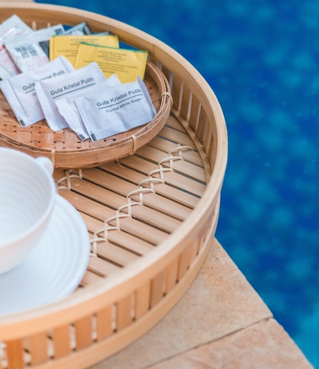 Decoratief Bamboe Dienblad Serveerblad Rond Ø 40 cm SENAYAN