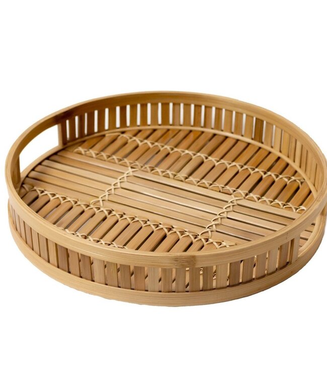 Decoratief Bamboe Dienblad Serveerblad Rond Ø 40 cm SENAYAN