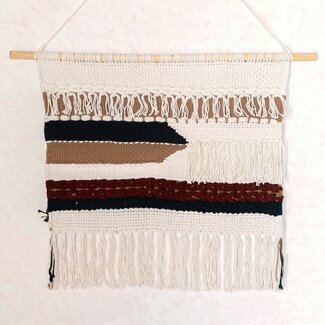 Soeji Grote macrame muurhangen - geweven boho wanddecor - moderne katoenen muur hangend natuurlijk materiaal - handgeweven wanddecor 120x95 cm udara