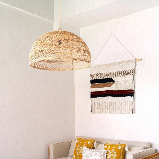 Grote macrame muurhangen - geweven boho wanddecor - moderne katoenen muur hangend natuurlijk materiaal - handgeweven wanddecor 120x95 cm udara