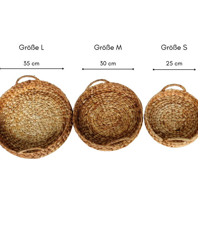 Decoratief dienblad MATAHARI gemaakt van waterhyacint (3 maten)