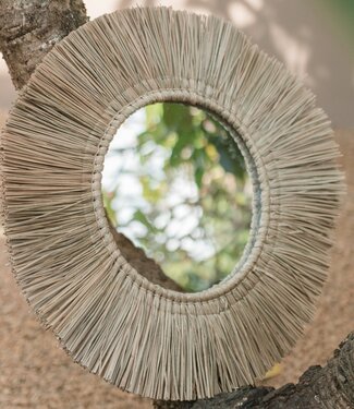 Wandspiegel van Zeegras Rond met 60 cm Diameter RIMBA