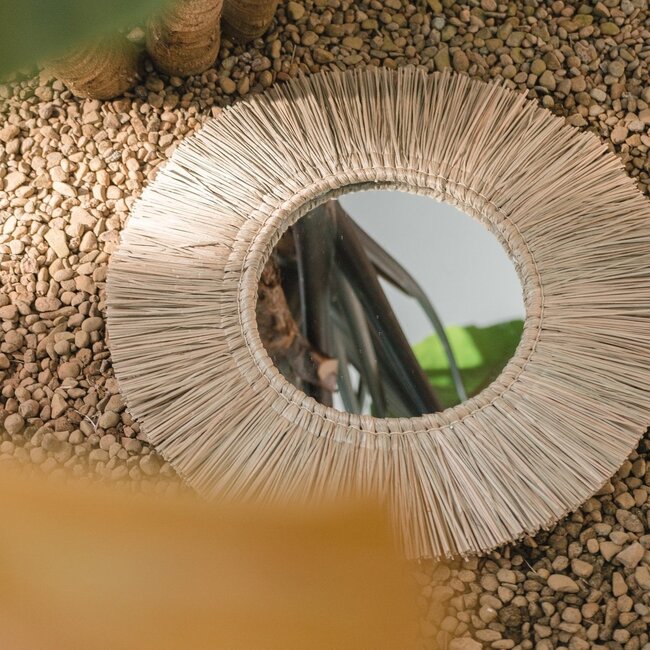 Wandspiegel van Zeegras Rond met 60 cm Diameter RIMBA