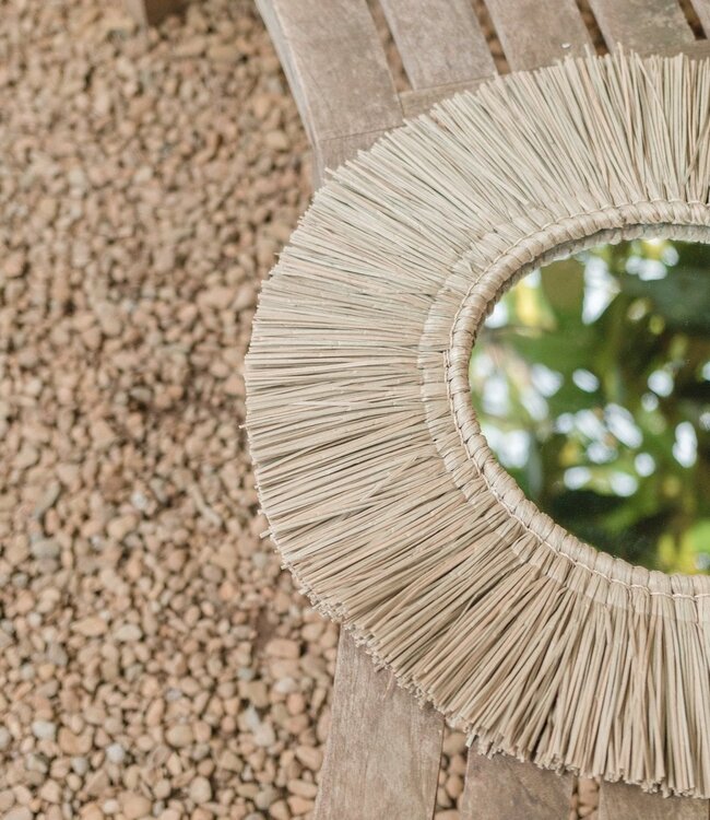 Wandspiegel van Zeegras Rond met 60 cm Diameter RIMBA