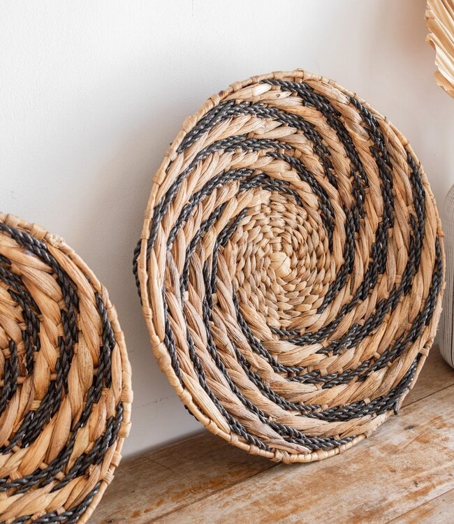 Ronde wandmand of decoratieve schaal BANDUNG van waterhyacint (2 maten)