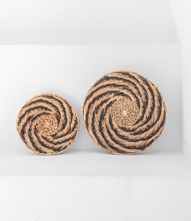 Ronde wandmand of decoratieve schaal BANDUNG van waterhyacint (2 maten)